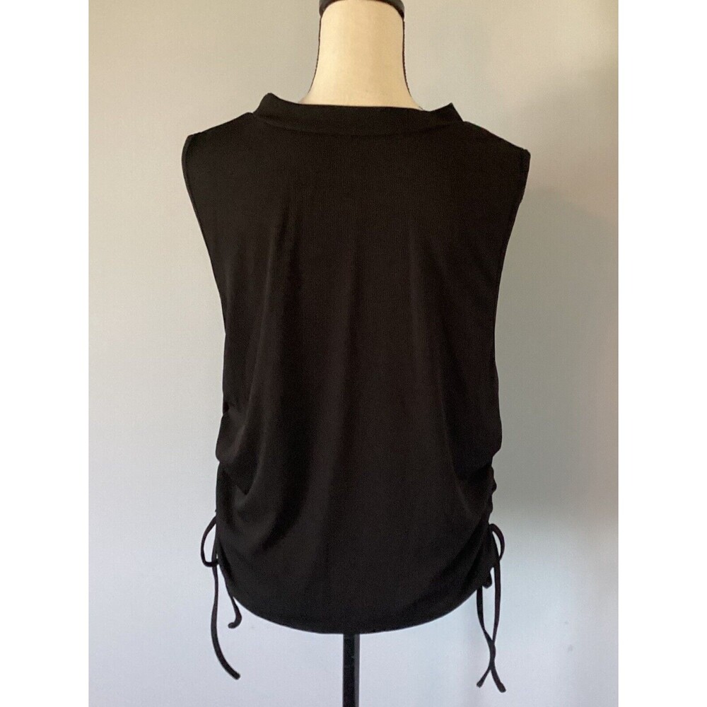 SHEIN Curve Black RibbedTank Top With Cinched Tie Side Crew Neck Plus Size 4XL - Picture 5 of 7
